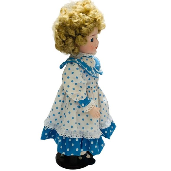 Designs by Yoko Porcelain Doll Blue Polka Dot Dress Girl 16" State Fair Edition - Picture 3 of 11